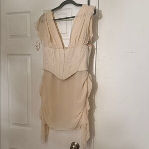 Draped Corset Mini Dress in Ivory